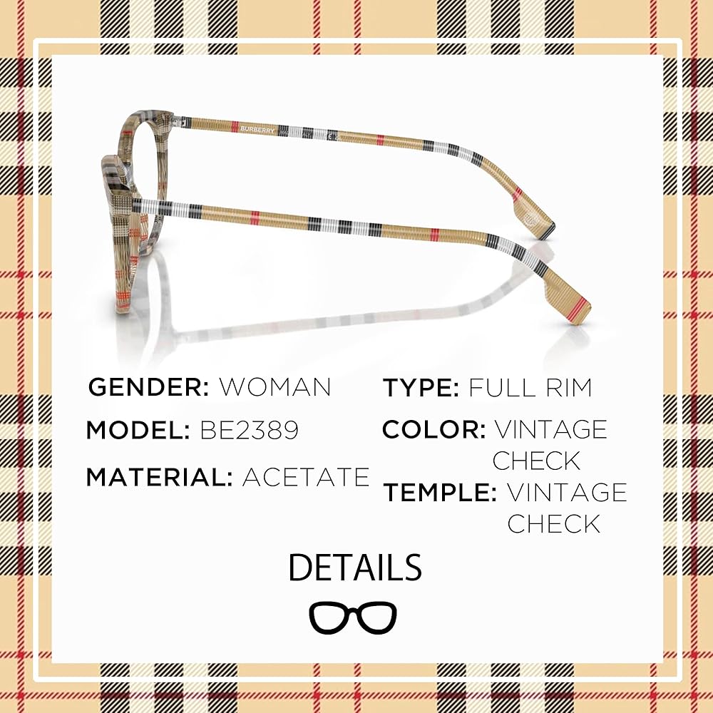 BURBERRY BE2389 Irregular Shape Acetate Eyeglasses with